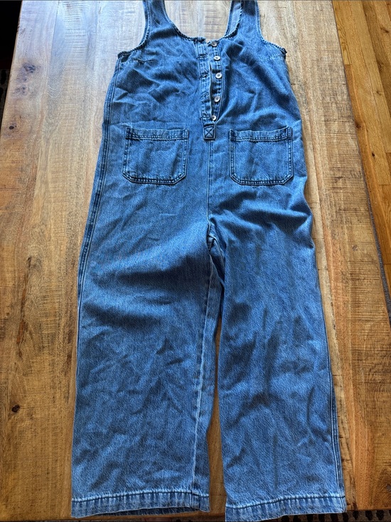 Pants - Sincerely Jules Denim lyocell blend Button-Front womens blue Jeans Overalls NEW